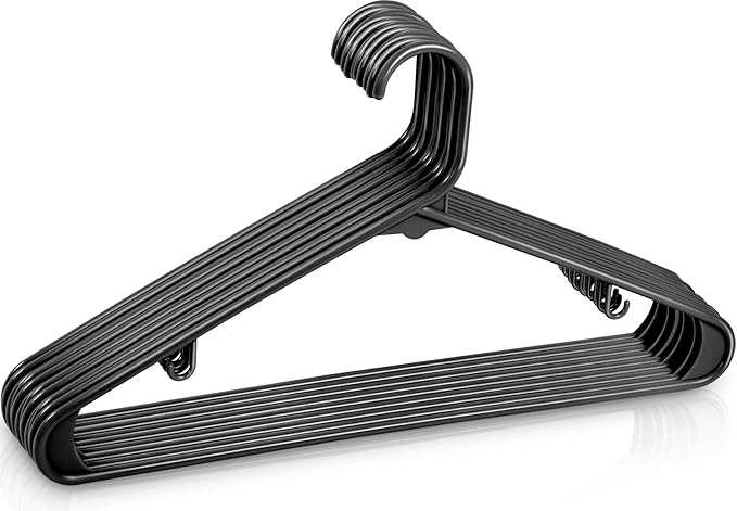 Utopia Home Plastic Hangers Pack - Clothes Hanger with Hooks - Durable & Space Saving for Coat & Other Clothing Black Pack of 20