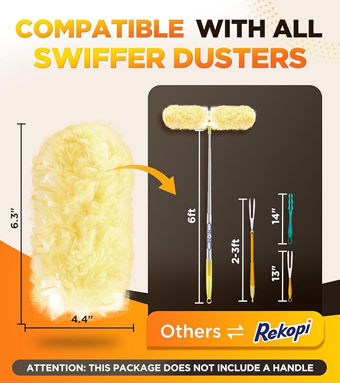 30 Count Heavy Duty Duster Refills for Swiffer, Multisurface 360° Duster Refills Only, Unscented Disposable Dusters for Cleaning with 4X Microfibers, Compatible with Swiffer Dusters (Orange)