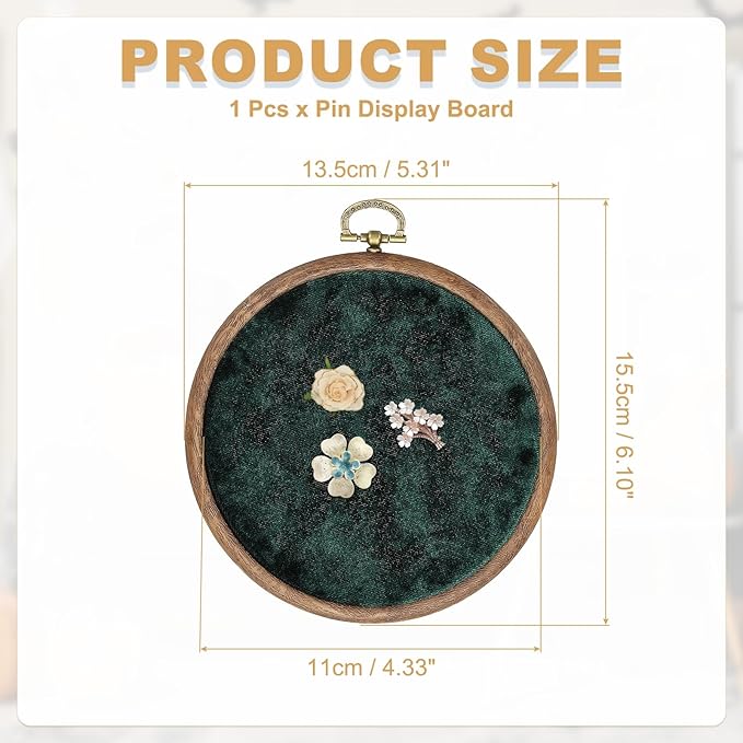 uxcell Round Pin Display Board, Velvet Wall Hanging Brooch Jewelry Display Stand Storage Holder for Enamel Pins Badges Brooches Jewelry, Dark Green