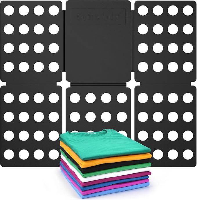 Shirt Folder Board Mini Clothes Folding Board Durable Plastic T-Shirt Folder Easy to Fold Shirts Board T Shirt Folder Laundry Folding Board Folding Tool for Kids and Adults Black