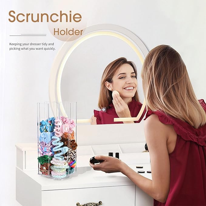 OAOLEER Acrylic Scrunchie Holder Claw Clip Organizer, Hair Ties Display Stand, 4 Tier Hair Accessories Organizer Storage for Bracelets Bangle Watches (Type-B)