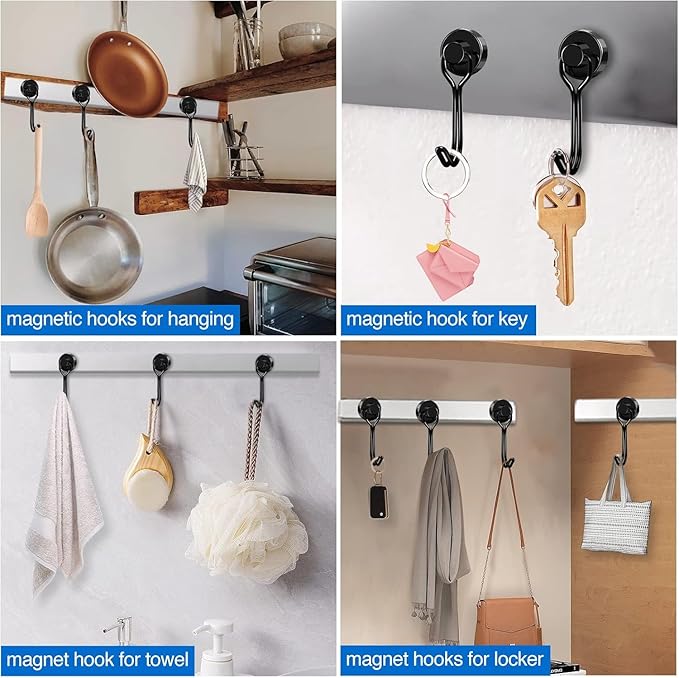 LOVIMAG Hooks, 30lbs+ Magnetic Magnet Hook 2026 Cruise Cabin Ship Essentials Heavy Duty Strong Refrigerator Fridge Hanging for Classroom Beach Vacation Kitchen Grills Home Mug Hanger (6 Pack)
