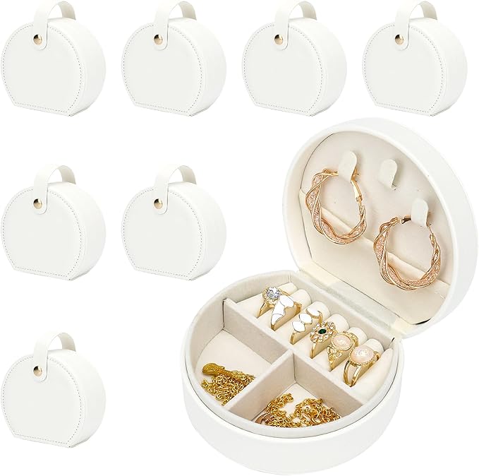 SIBAO 8 Pcs Leather Travel Jewelry Case,Small Portable Jewelry Organizer Box with handle, Gift for Necklace,Bracelet,Earrings,Earrings