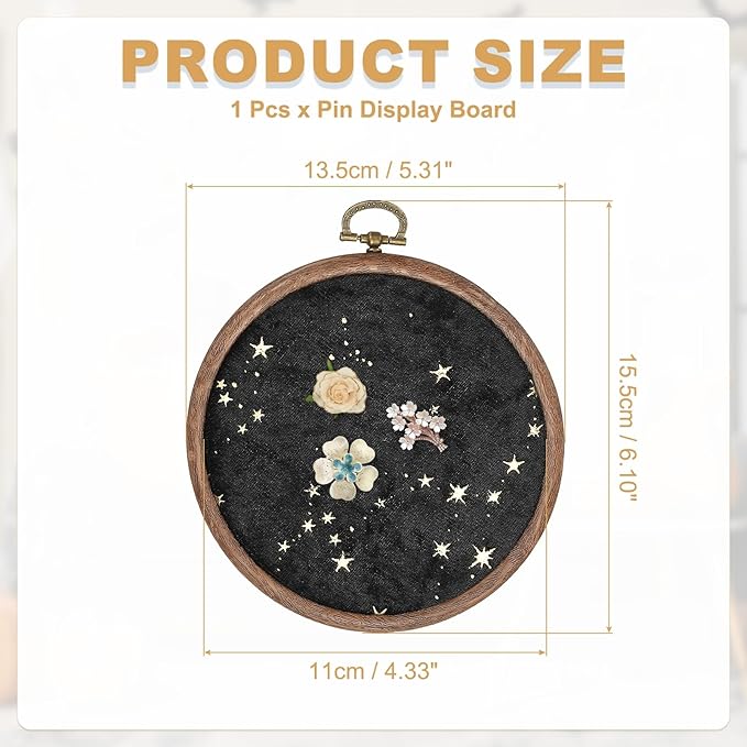 uxcell Round Pin Display Board, Velvet Wall Hanging Brooch Jewelry Display Stand Storage Holder for Enamel Pins Badges Brooches Jewelry, Star & Moon, Black