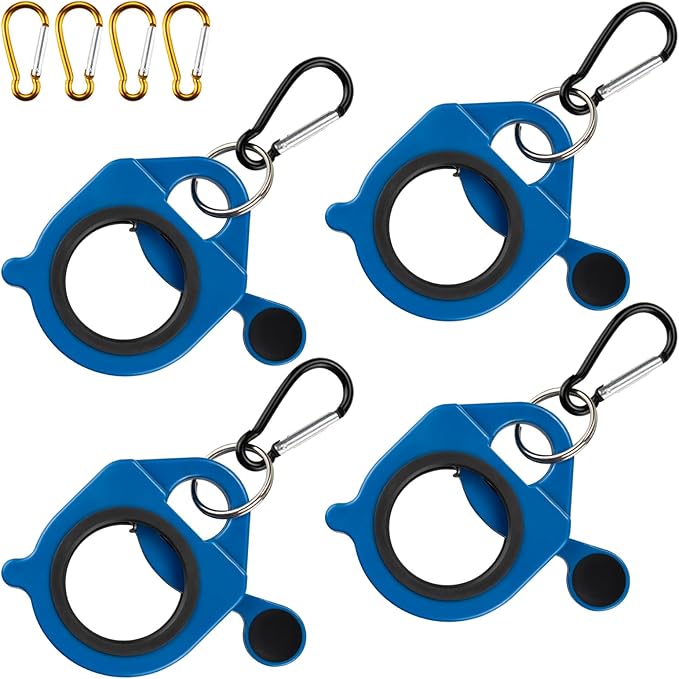 Zip Tie Holder, 4 Pack Blue Reusable Cable Tie Holder, No.5 Carabiner, ABS Plastic, Outdoor Use, Heavy Duty Ziptie Organizer Clip for Electrician Tool Belt Wrap Storage Container