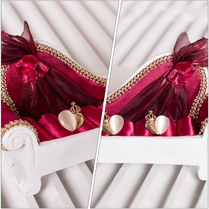 Sofa Shape Jewelry Organizer Rack Ear Stand Rings Holder in Wine Red, Jewelry Display Stand for Earrings and Rings Storage, Home Accessory Organizer for Bedroom and Vanity