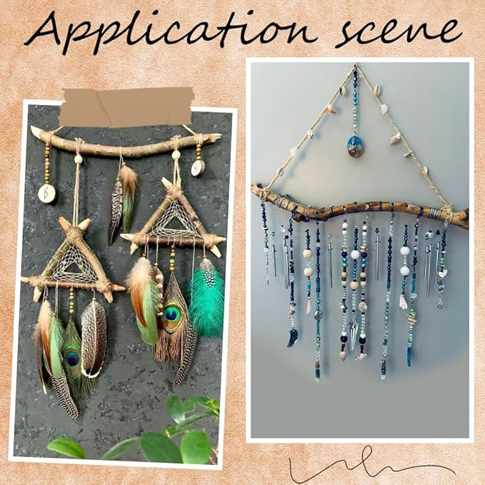 15 Inch 9 Hook Driftwood Wall Hanging Branch Hanger Natural Wood Farmhouse Vintage Easy to Use Necklace Holder Driftwood Hooks with Twine Rope for Dried Flowers Keys Crafts Home Decoration