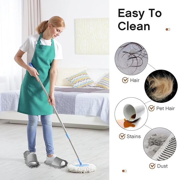 Jecery 2 Pairs Microfiber Cleaning Mop Slippers for Floor Cleaning House Mop Shoes Men and Women Washable Unisex Dusting Slippers Dirt Tool Supplies(Large,Gray)