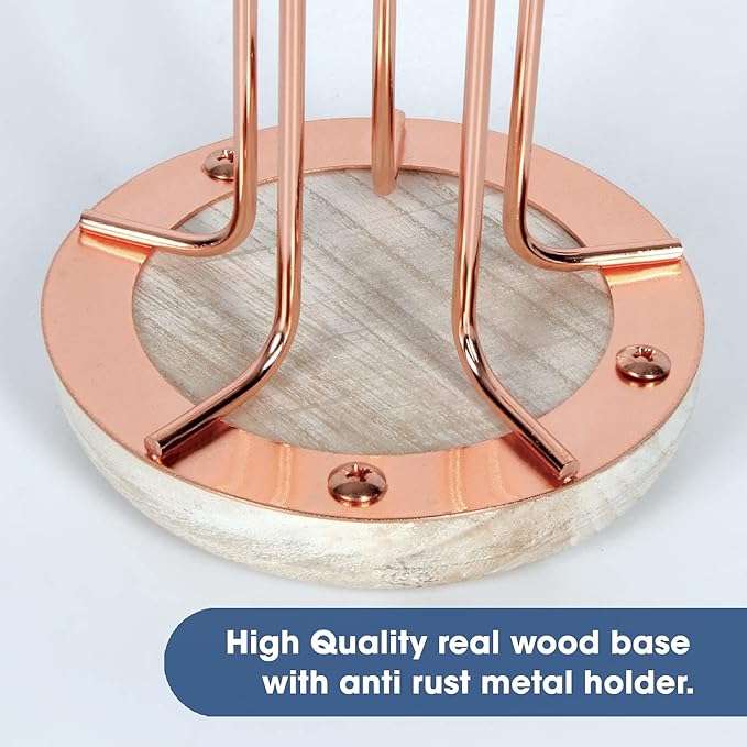 J JACKCUBE DESIGN Rose Gold Metal Scrunchie Holder Stand, Hair Bands Scrunchies Display Organizer for Teen Girls Accessories, Hair Ties, Bracelet, Jewelry Storage Tower- MK726A (Rose Gold)