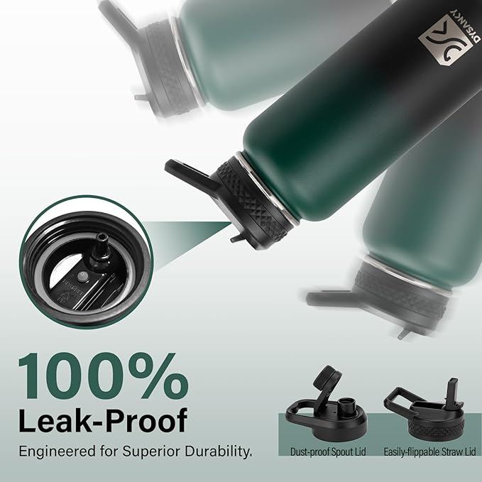 Insulated Water Bottle | Thickened Stainless Steel Vacuum Metal | Portable Sports Water Jug for Gym and Hiking with Straw, Carrier Bag, Handle Strap | BPA-Free 32 oz