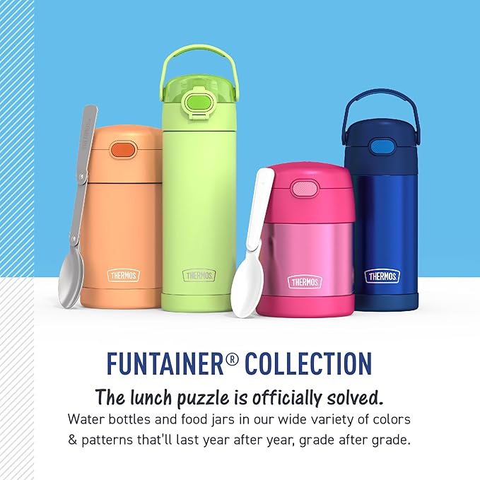 THERMOS FUNTAINER Water Bottle with Straw - 12 Ounce - Kids Stainless Steel Vacuum Insulated Water Bottle with Lid, Paw Patrol Girl