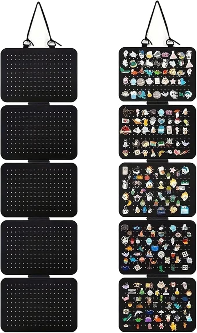 Hanging Enamel Pin Panels Display Pages with 5 Loose-leaf Board Pieces, Hanging Brooch Pin Organizer, Removable Badge Collection Display Holder (Pins Not Included)