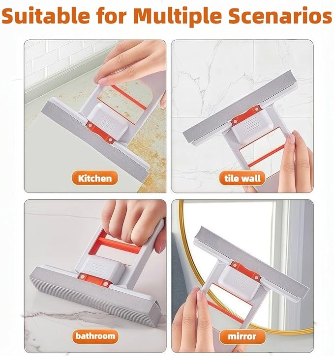Snap Grip Mini Mop with a Mini Foldable Desktop Mop, Zero-Touch Gap Dust Cleaner with 39in Stick & Locking Head, Dry Wet Disposable Dust Mop for Kitchen Wall Bathroom Toilet Corners (Lazy Mops Set)