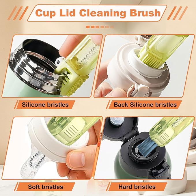 3 in 1 Cup Lid Cleaning Brush, Gap Cleaner Brushs - Home Kitchen Multifunctional Bottle Cleaning Brush Set, Portable Travel Bottle Lid Cleaner Tools