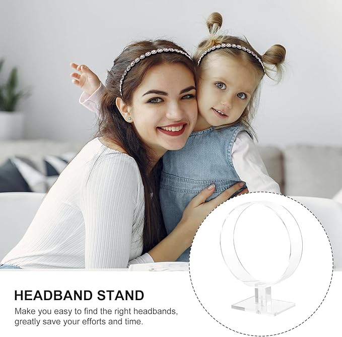 2pcs Round Shape Acrylic Headband Display Stand Stylish Hairband Holder for Girls Lightweight and Hair Accessory Organizer for Room Decor and Hairband
