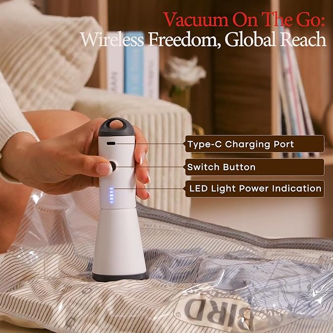 Vacuum Bags for Travel with Rechargeable air Pump, Carry-on Size Compression Packing Bags for Luggage and Suitcase, Space Saver for Clothes and Clothing 9 Combo Travel Size