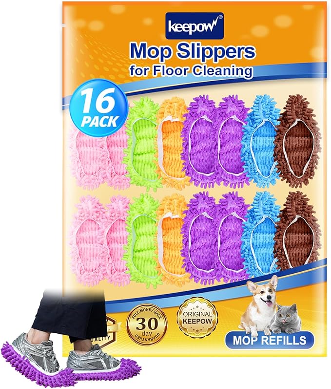 Mop Slippers Shoes 8 Pairs Microfiber Cleaning Slippers for Floor Cleaning Soft Washable Mopping Shoes Covers Reusable Mop Socks for Women Men Multi-Use Mopping Slippers for Home Floors Windows Car