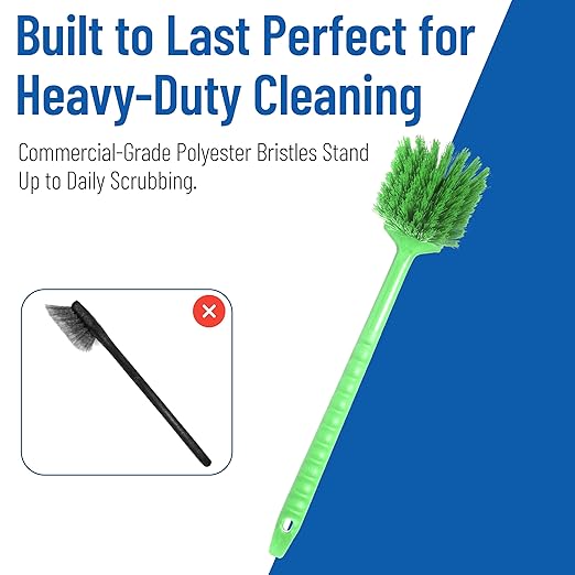 SPARTA 40501EC75 Plastic Large Scrub Brush, Kitchen Brush, Utility Brush With Long Handle For Cleaning, 20 Inches, Lime