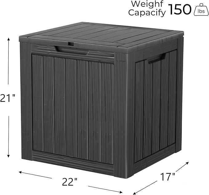 Outdoor Storage Deck Box Waterproof,35 Gallon Lockable Patio Package Delivery Bin as Seat, Resin Storage Container Bench for Furniture Cushions, Pool Accessories, Garden Tools, Black