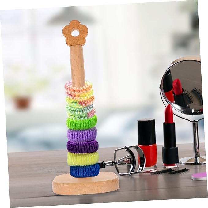 Happyyami Hair Accessories Organizer Wooden Hair Tie Holder Tie Organizer Jewelry Display Stand