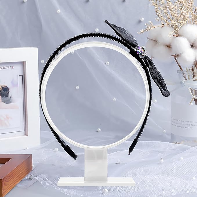 Lurrose Round Acrylic Headband Display Stand Hairband Organizer Rack for Women Girls Hair Accessory Holder Present Occasion Stylish Desktop Storage