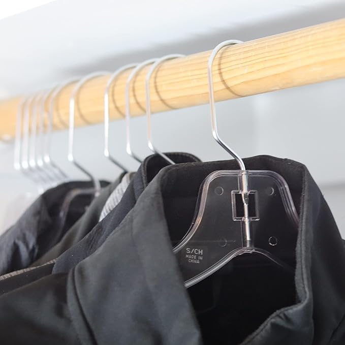 DEILSY™ Clear Plastic Hangers 12 Pack Durable Clothes Hanger for Wardrobe Organization, Essential Plastic Hanger for Garments, Versatile Coat Hangers for Home and Retail Use