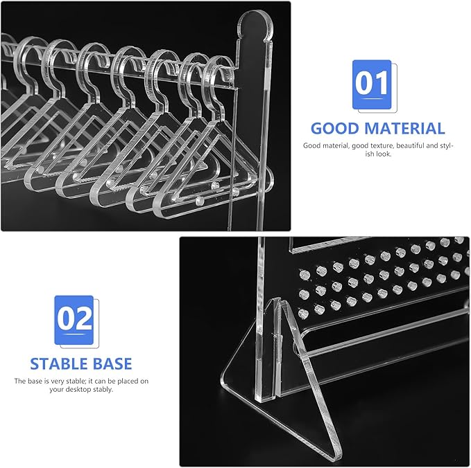 VANZACK Jewelry Display Rack Acrylic Earring and Necklace Holder Organizer Stand 8-hanger Set Jewelry Storage for Women Tabletop Accessory Organizer