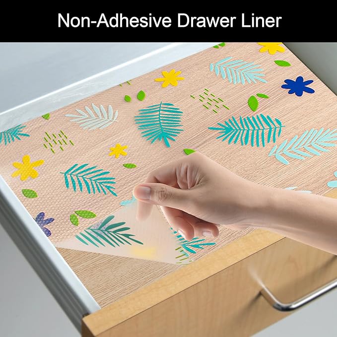 Cooyes Shelf Liner – Premium Non-Adhesive Cabinet & Drawer Liner for Kitchen – Waterproof Shelf Paper with Modern Pattern – Durable EVA Cabinet Mat – Easy to Cut （17.5" W x 78.7" L）