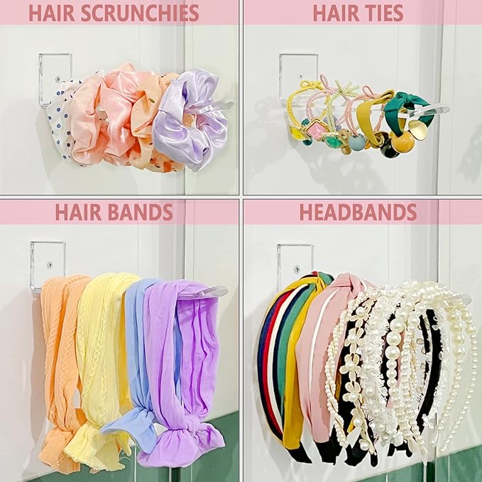 Bigfety Acrylic Headband Holder Wall, 6 Pack Clear Hanging Headband Organizer Storage for Girls Women