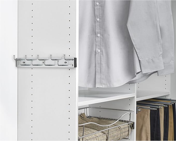 Rev-A-Shelf 14" Pull Out Closet Organization Rack for Belts, Ties and Scarves, Accessories Storage Hanger with Mounting Hardware, Chrome, BRC-14CR