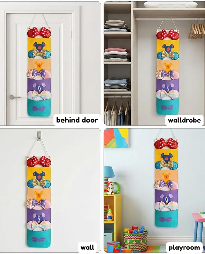 Princess Ear Organizer Hanging Headband Holder for Minnie Ears, Display & Storage for Disney Accessories, Holds Up to 8–10 Ears, Princess Room Decor