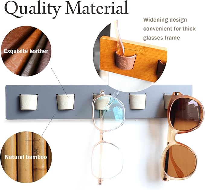 ACOCOFE Sunglass Organizer Glasses Holder,Wood Eyeglass Storage Holder,Sunglasses Rack Eyewear Display(Gray-white)