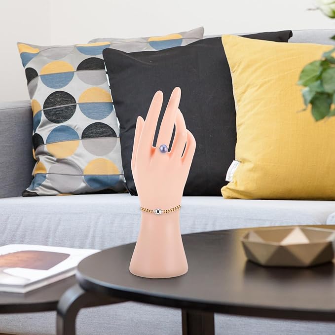Uonlytech Decorative Jewelry Display Holder Hand Mannequin Skin Color Ring and Bracelet Storage Rack for Home and Boutique Accessory Organizer