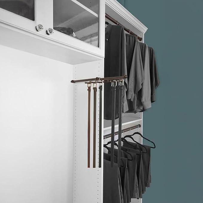 Rev-A-Shelf 14" Pull Out Belt and Scarf Closet/Cabinet Organizer with 6 Non-Slip PVC Coated Hooks and Easy Mounting Hardware, Bronze, CBSR-14-ORB