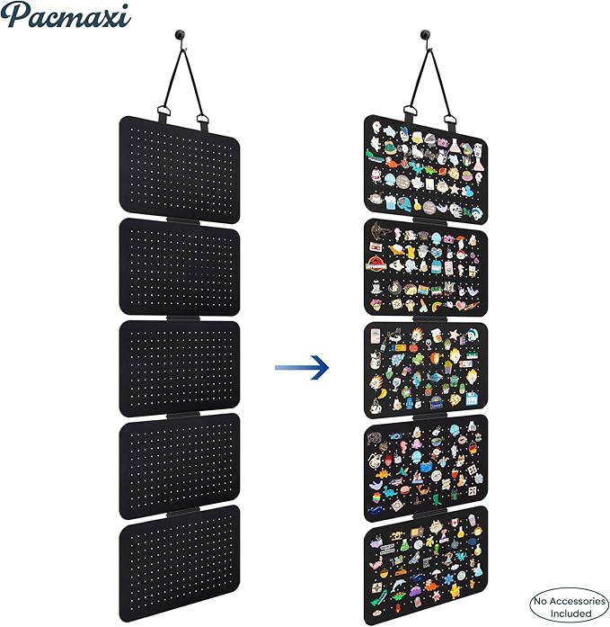 Hanging Enamel Lapel Pin Display Panels Organizer With 5 Loose-leaf Board Pieces, Brooch Display Pages, Badge Collection Holder Holds At Least 120 Pins.(Pins Not Included) (black, rectangle)