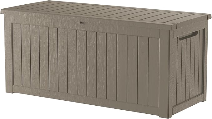 180 Gallon Outdoor Storage Box Waterproof, Lockable Resin Deck Box Large Storage Bin for Patio Furniture Cushion, Garden Tools, Pool Accessories, UV-Resistant Outside Indoor Storage, Gray