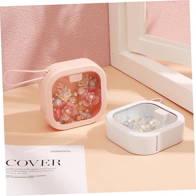 TEHAUX Hair Tie Organizer, 2pcs Hair Accessories Organizer Portable Tie Holder Hanging Headband Holder Bow with for Girl Women Jewelry (White & Pink)