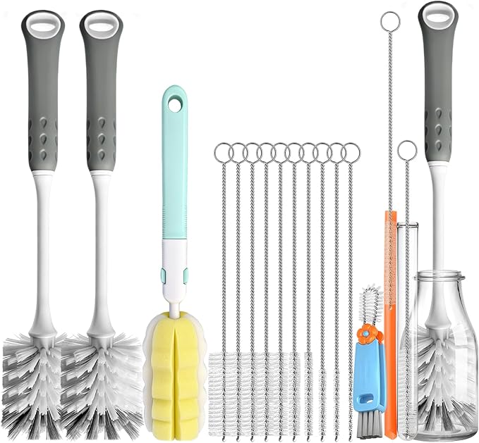 14 Pcs Bottle Brush Cleaner Set, Water Bottle Brush with Long Handle, Kitchen Scrub Cleaning Brushes, Straw & Lid Brushes for Glass, Cups, Coffee Mugs, Sports Bottle