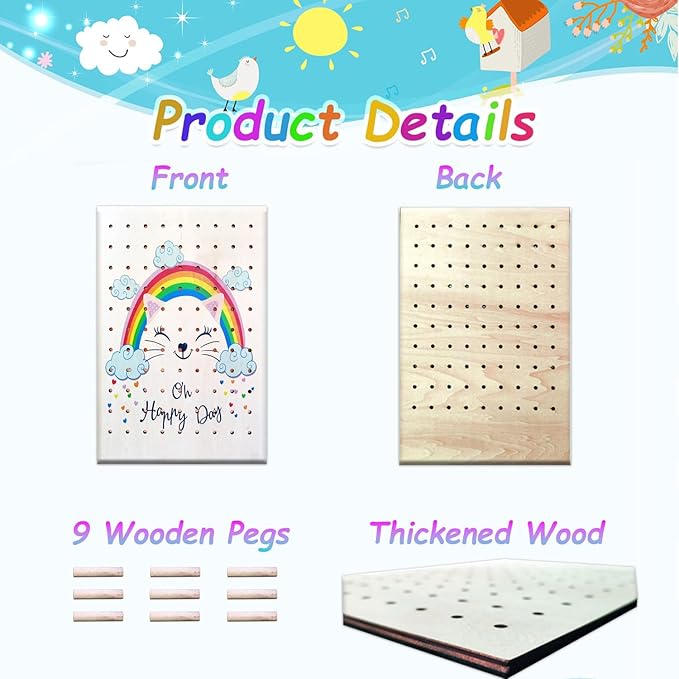 Hanging Jewelry Holder Organizer, Nursery Decor Jewelry Hanger Wall Mount,Hanging Jewelry Organizer for Stud Earrings,Necklaces,Rings (Rainbow Cat)