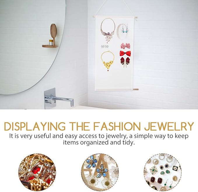 Wall-mounted Jewelry Organizer with Hanging Earring Holder and Necklace Rack, White Acrylic Jewelry Storage for Wall, Space-saving Accessory Organizer for Home and Closet