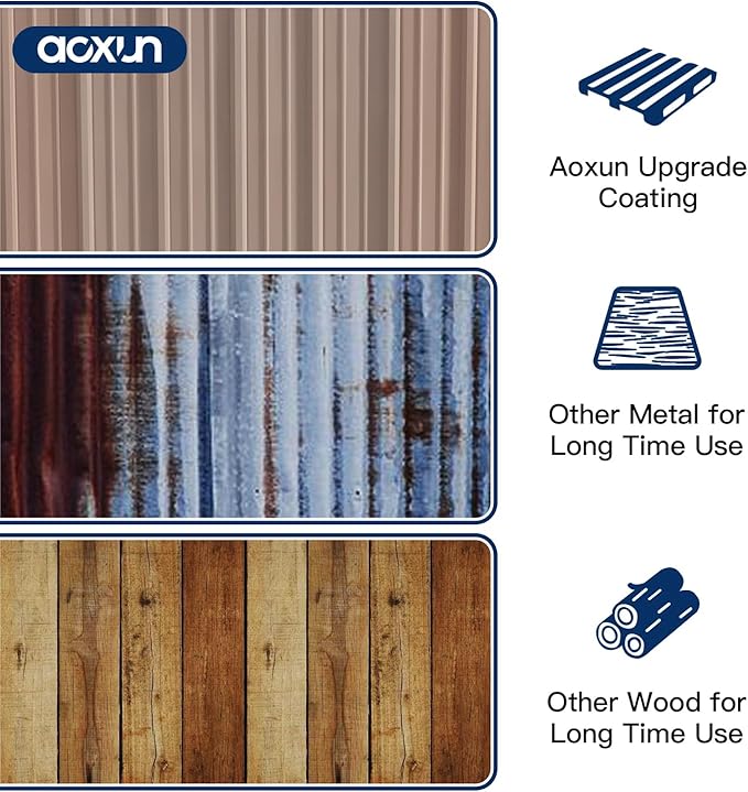 Aoxun 5x2.7 FT Shed Outdoor Storage Shed Metal Tool Shed with Door and Lock Outdoor Shed for Garden, Backyard, Poolside, Brown