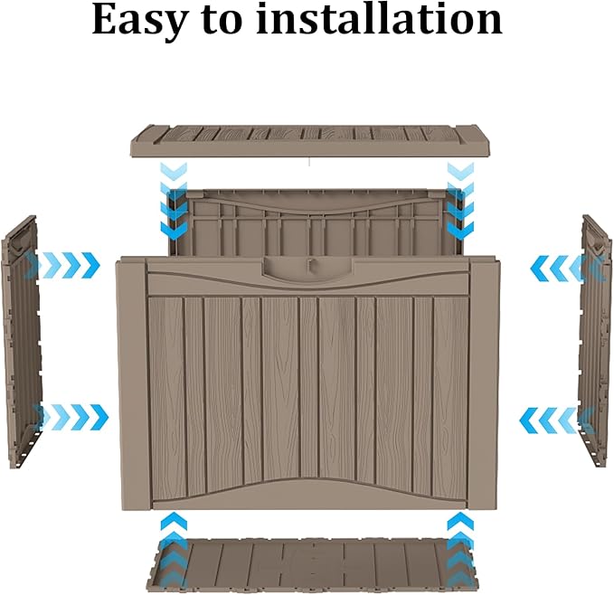 50 Gallon Deck Box Plus,Outdoor Storage Box Lockable,Waterproof for Patio Furniture, Garden Tools, Pool Accessories, Package Delivery Boxes For Outside, Greige