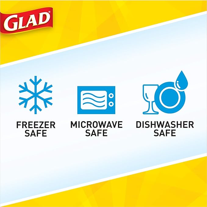 Glad GladWare Medium Rectangle Food Storage Containers with Lids, Airtight Leak-Resistant Plastic Containers for Soup Salad Meal Prep, Microwave Dishwasher Freezer Safe, 24 Oz, 5 Count