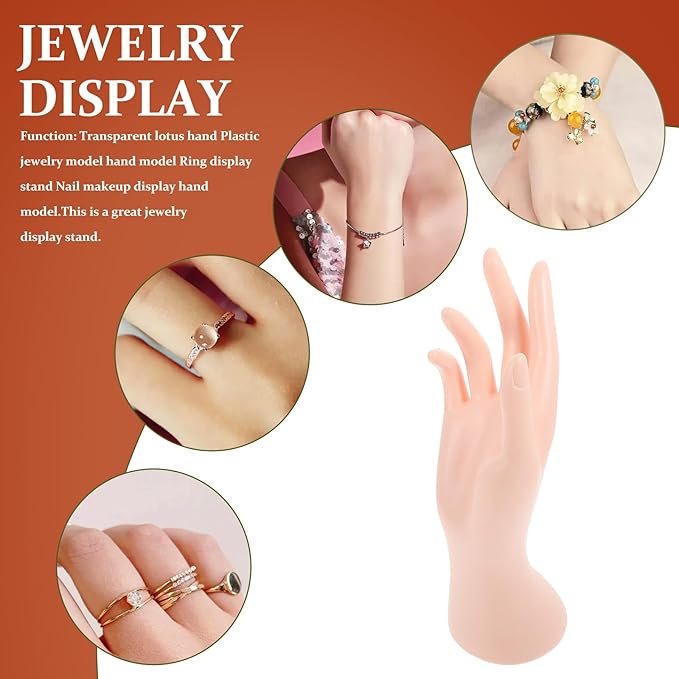 Uonlytech Decorative Jewelry Display Holder Hand Mannequin Skin Color Ring and Bracelet Storage Rack for Home and Boutique Accessory Organizer