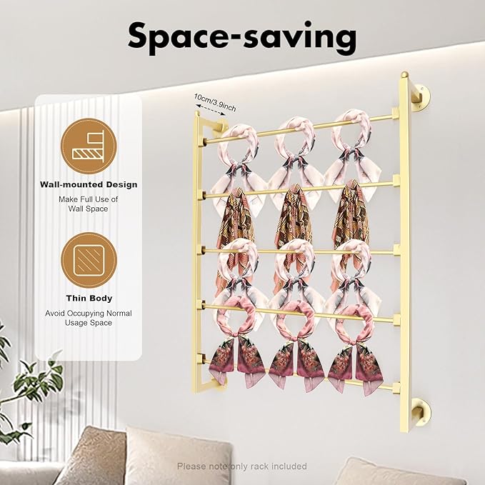 5 Tier Scarf Rack Wall Mounted Retail Display Ribbon Organizer Holder Tie Rack Towel Racks Pants Belt Racks for Home Clothing Retail Store