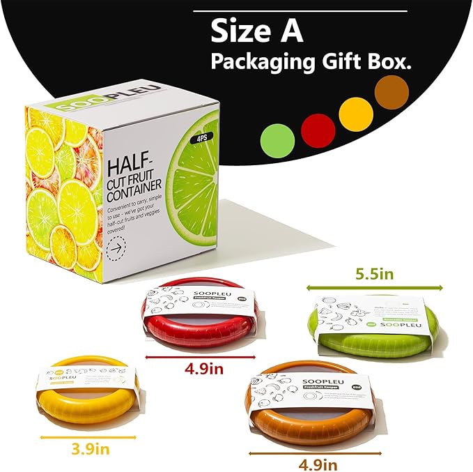 Avocado Saver and Tomato Holder - Set of 4 Reusable Storage Containers for Fridge - Ideal for Garlic, Onions, Lemons, and Potatoes