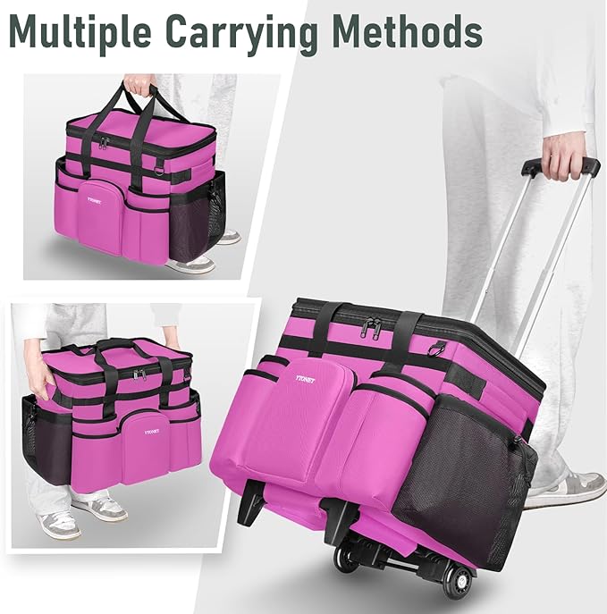Ytonet Cleaning Caddy with Wheels, Large Rolling Caddy Bag with Detachable Trolley for Housekeepers, Water Resistant Cleaning Cart Supplies Organizer for Home, Car, Tool Organizer, Mobile Storage