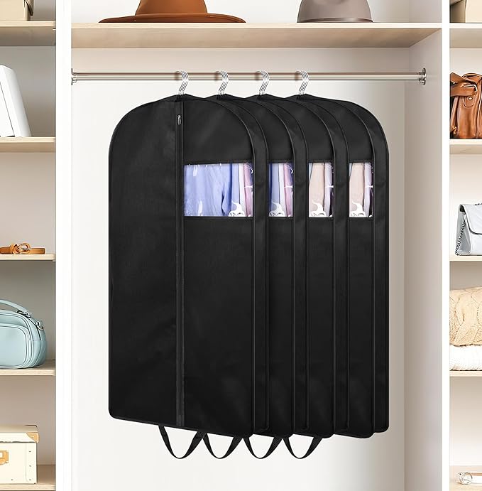KIMBORA 43" Garment Bag for Travel, Gusseted Suit Bags for Men with Handle Garment Bags for Hanging Clothes Storage Suit Cover for Coats, Jackets, Shirts