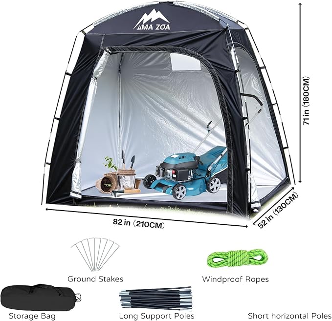 Bike Storage Tent, 82*52*71 In Outdoor Portable Storage Tent,Made of 210D Oxford Cloth PU4000mm Waterproof Fabric, Storage Shed for 2-4 bike, Motorcycles,Garden Tools,Lawn Mower,Various Tools