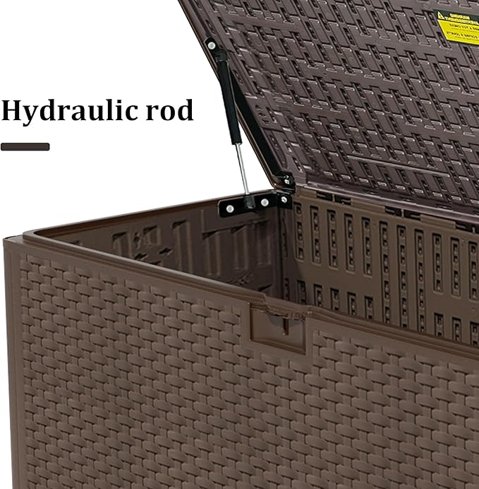 Outdoor Storage Box, 180 Pro Gallon Resin Deck Box Waterproof for Patio Furniture, Garden Tools and Pool Accessories, Lockable UV-Resistant Storage Bin Bench Cabinet for Outside, Brown